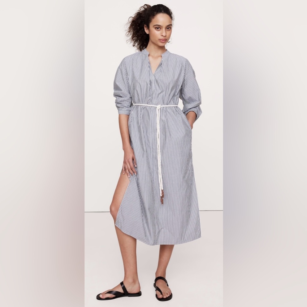 NWT BANANA REPUBLIC COTTON POPLIN SPLIT-NECK SHIRT DRESS, size LARGE